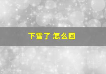 下雪了 怎么回